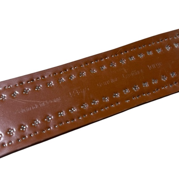 SOLD Vintage Y2K Wide Studded Belt Size Large Brown Genuine Leather Suede - Picture 3 of 10